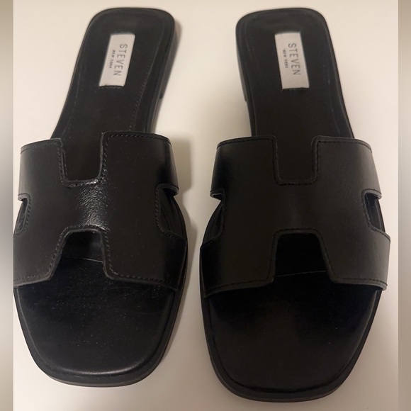 NEW Steven New York Black H-Style Slide Sandals - Picture 1 of 7
